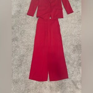 Max Studio Vibrant Red Suit Jacket & Wide-Leg Pants